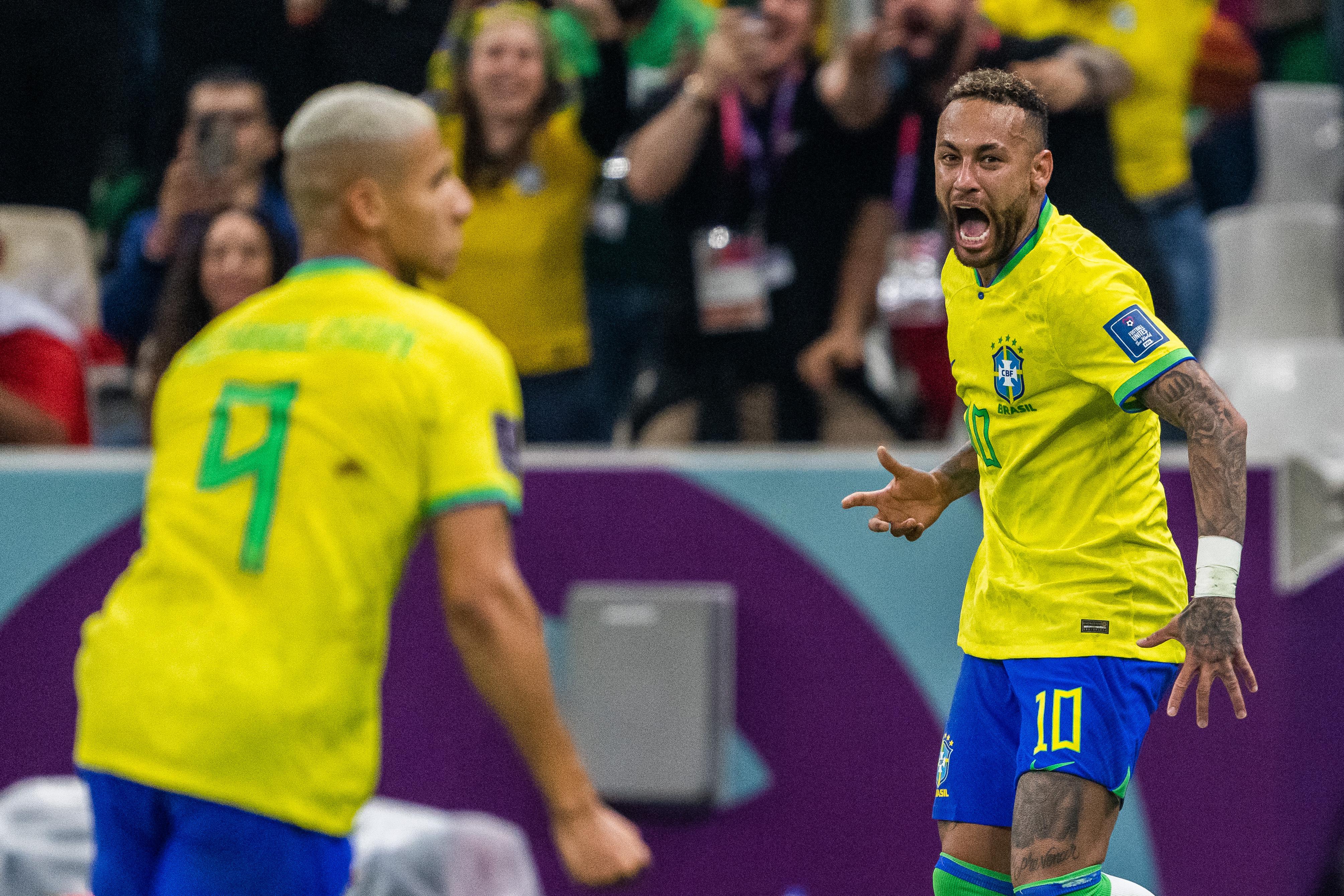 Brazilian soccer team celebrating victories in the world cup