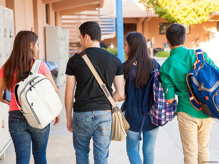 Stock photo of students at a high school.