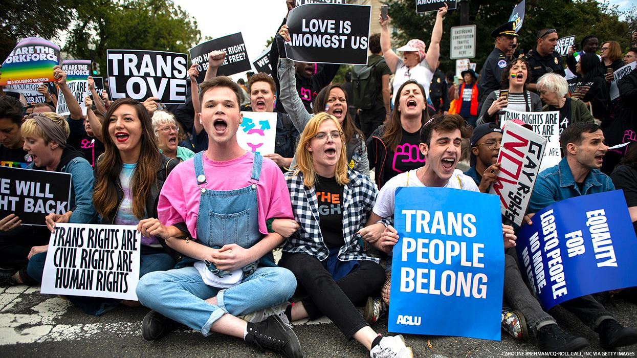 Protesters for transgender rights