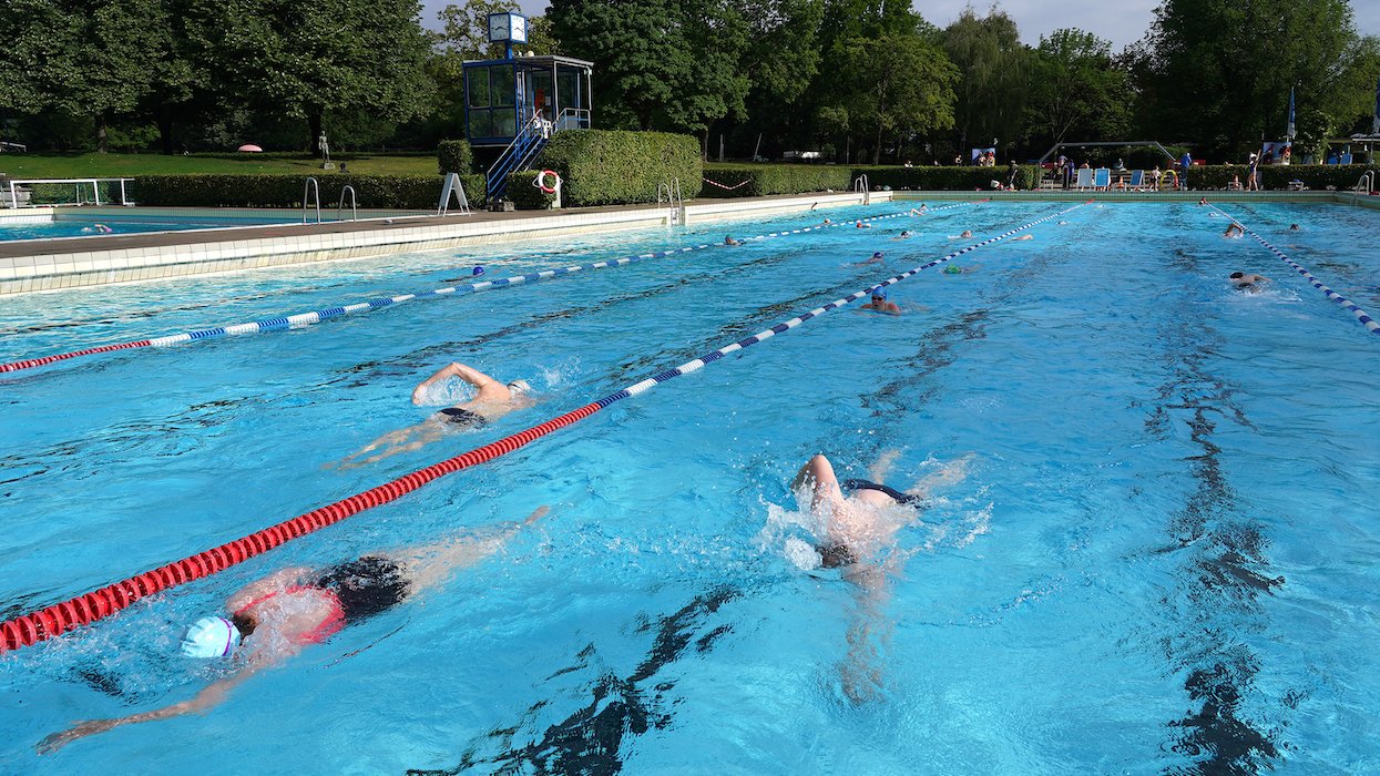 Swimmers at a Berlin pool
