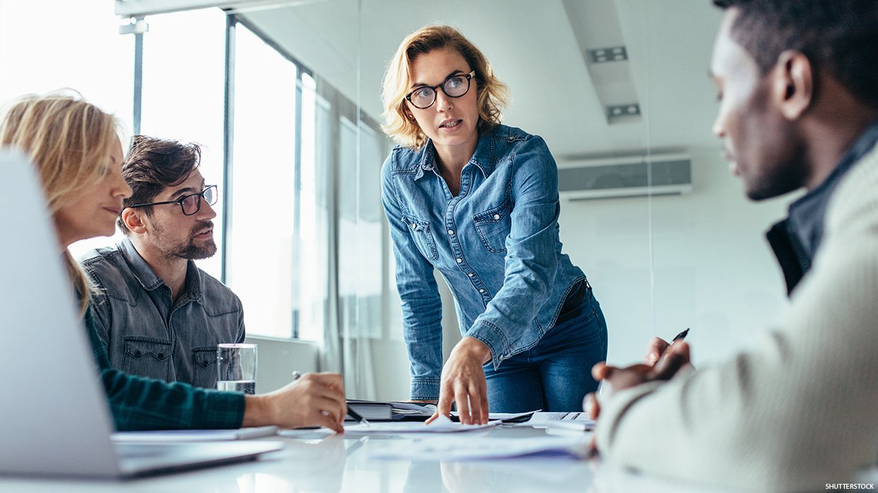 Woman leading meeting