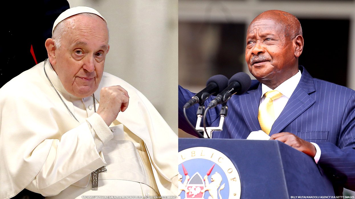 Pope Francis and Ugandan President Yoweri Museveni