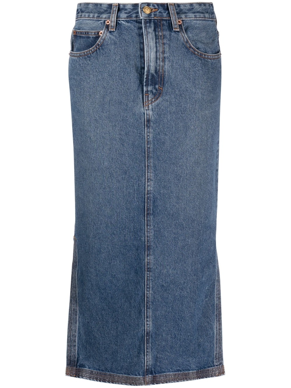 Darby Button Up Denim Midi Skirt • Shop American Threads Women's Trendy  Online Boutique – americanthreads