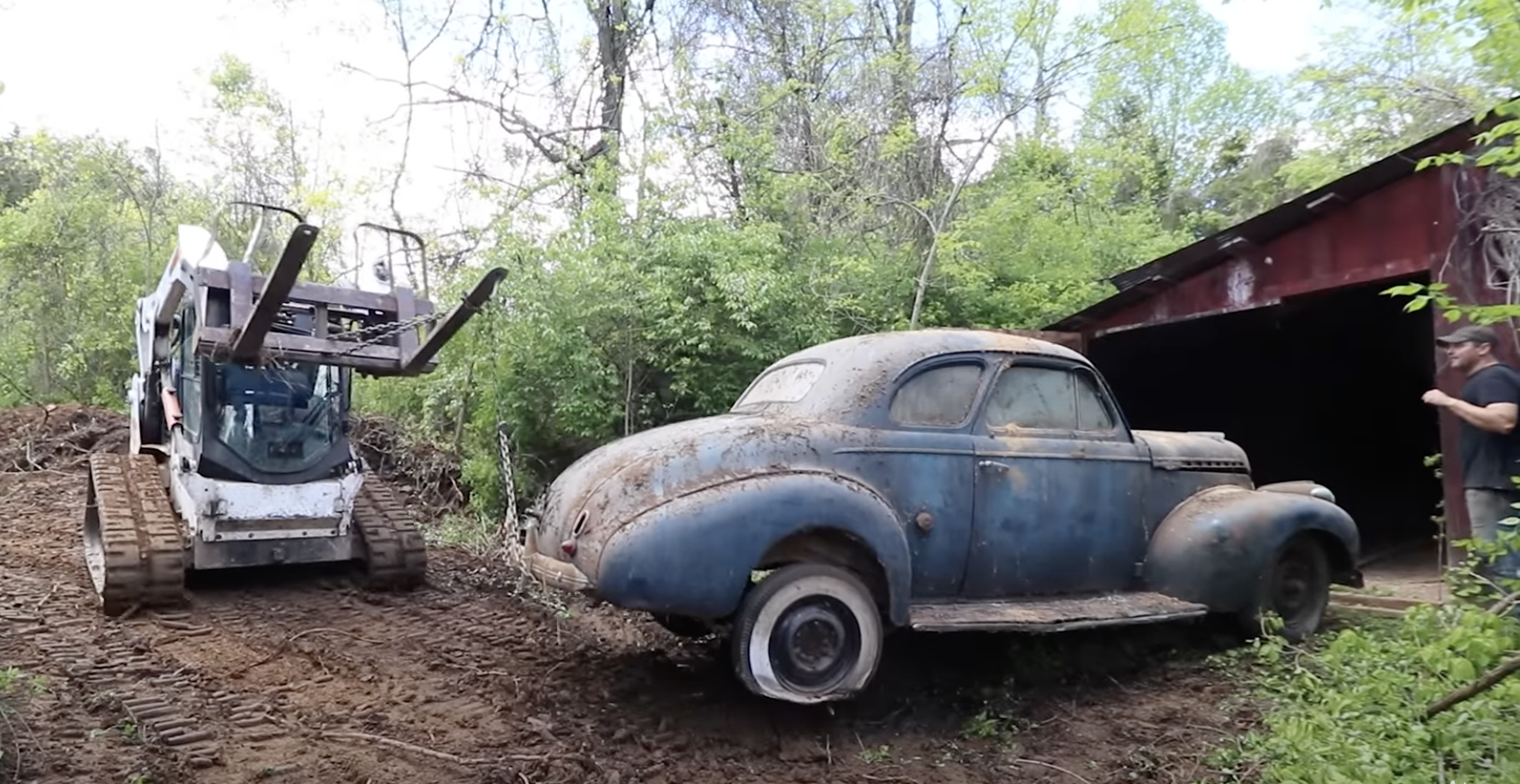 Video: Watch as a Barn Find 1940 Chevrolet Coupe is Rescued from a Collapsing Shed