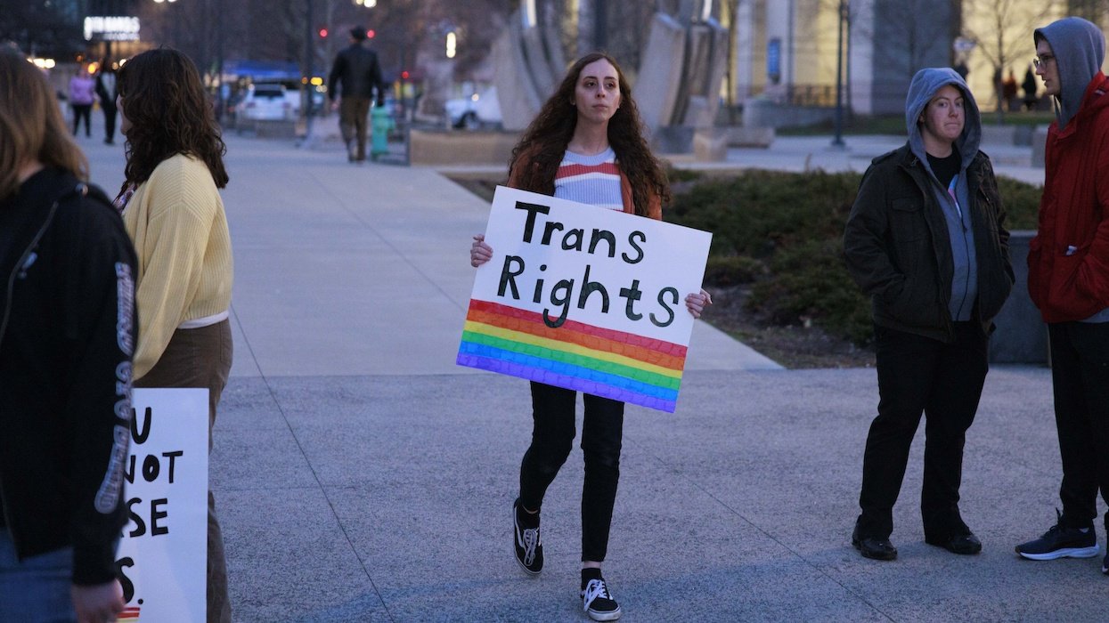 A protester in Indiana