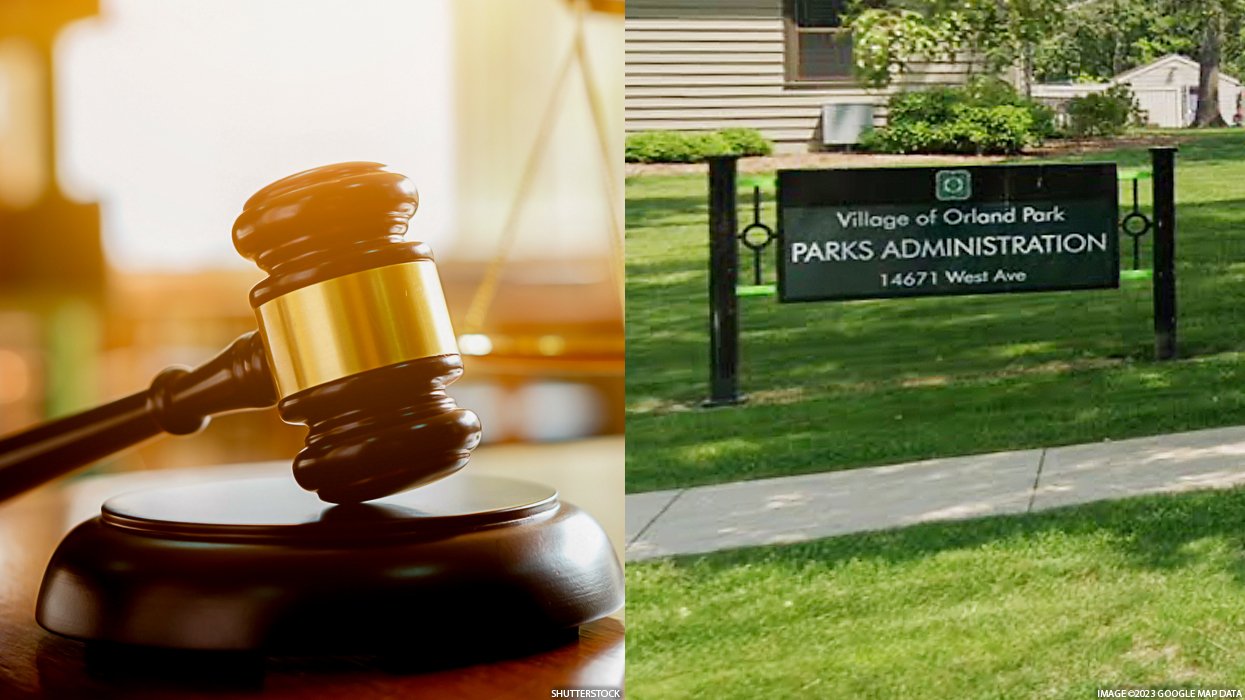 A gavel and a sign from the Orland Park village