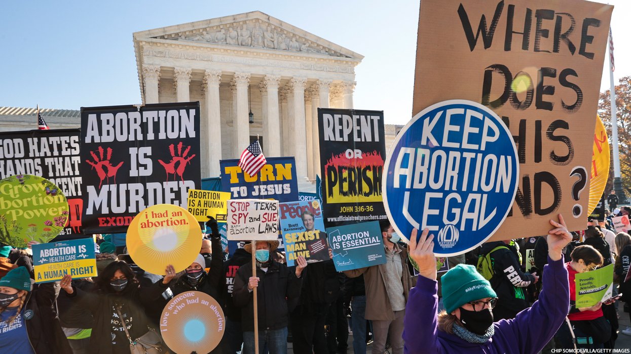 Demonstrators in from of Supreme Court