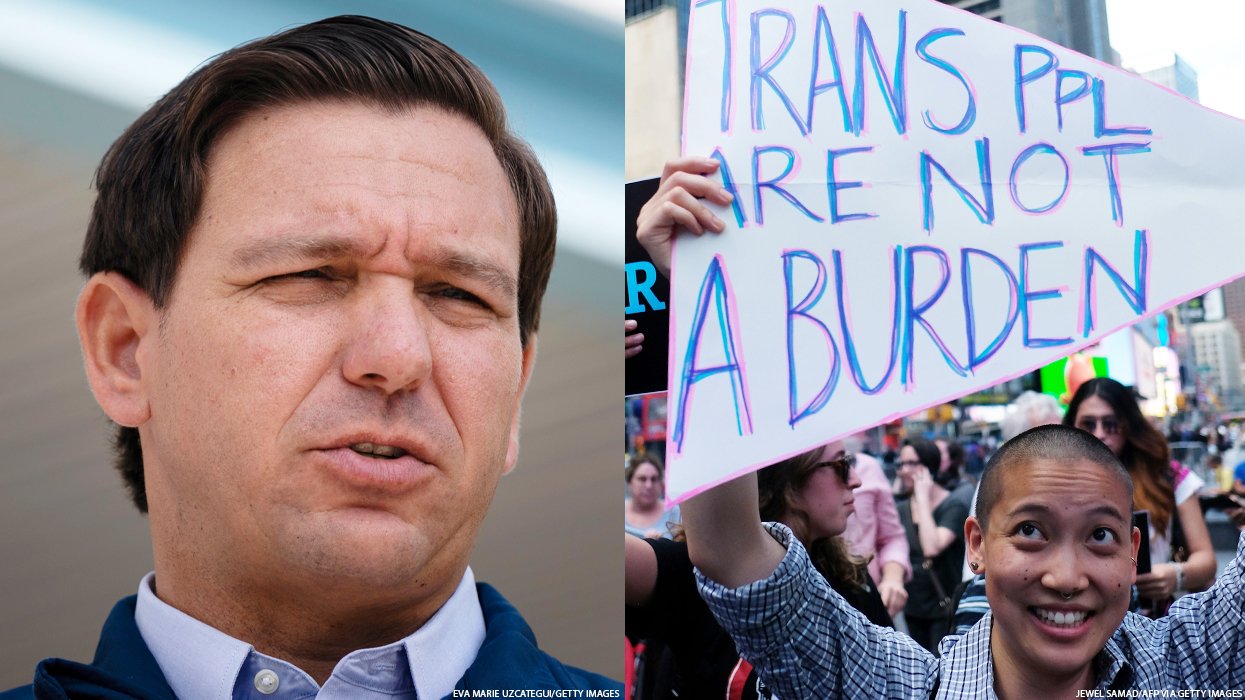 Ron DeSantis and protester