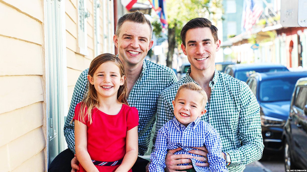 Dr. Jake Kleinmahon (r) with his husband, Tom and two children.