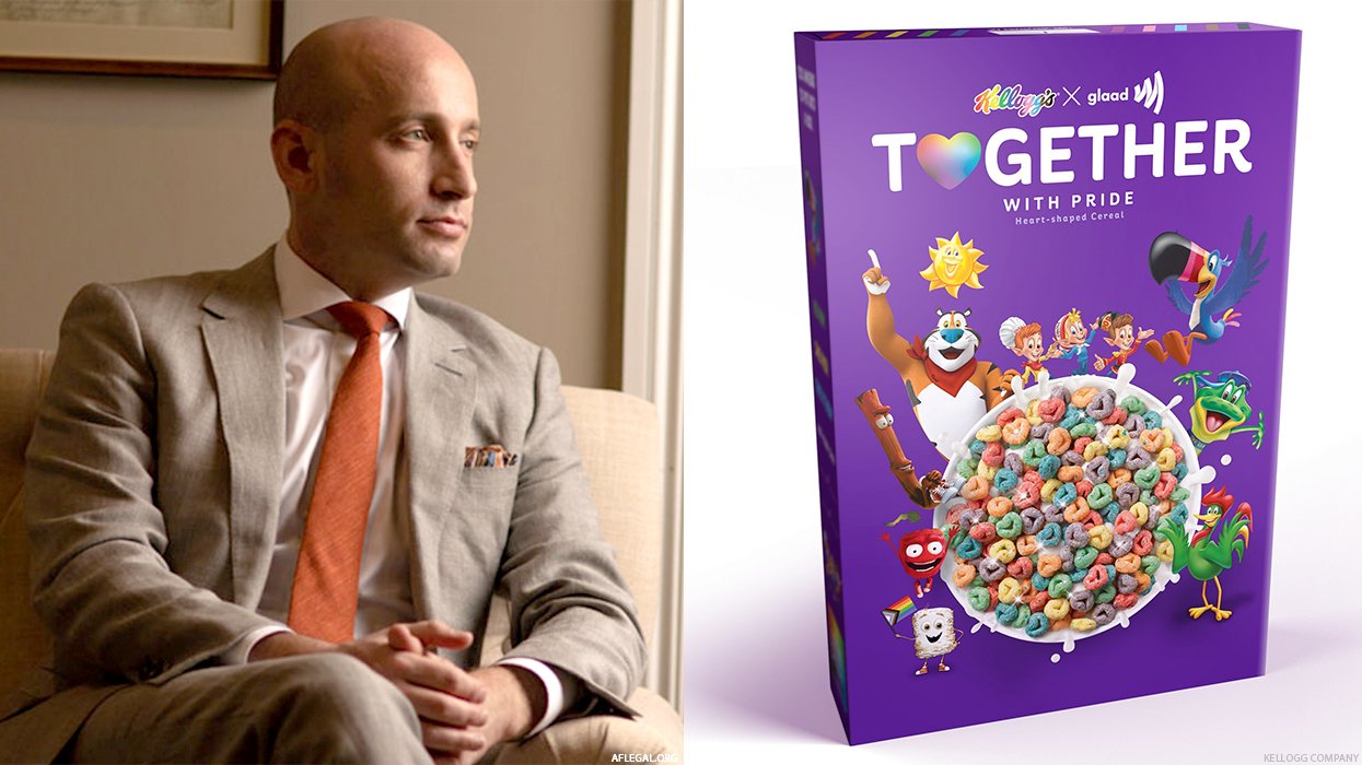 Stephen MIller and a purple cereal box