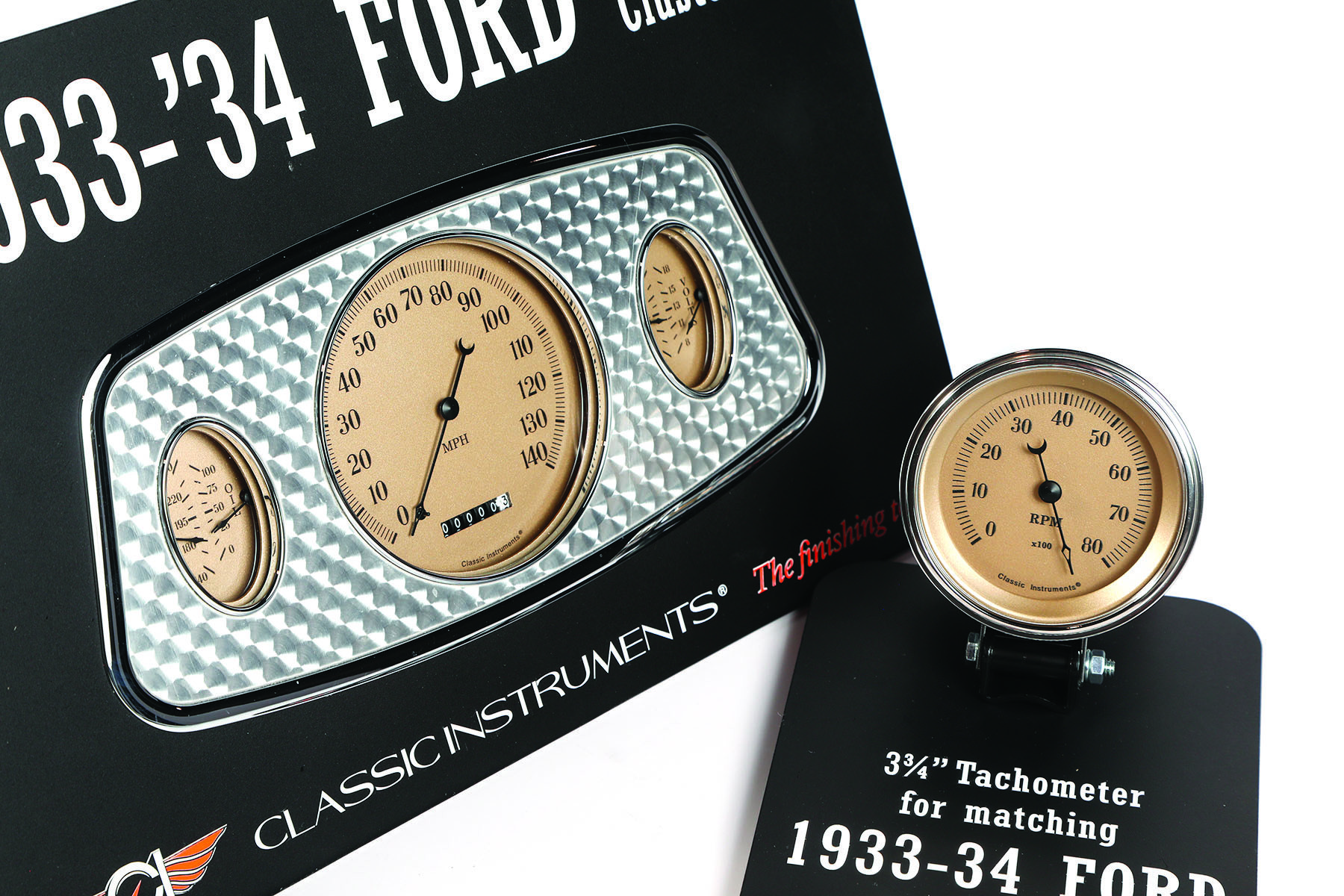 New Products: Early Ford V-8 Gauges, Bolt-On Calipers For 1960s Fords, Complete Oil Change For Chevrolets, And Scout Wiring Kit