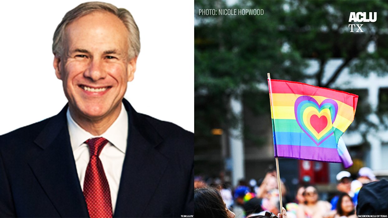 Greg Abbott and a queer flag