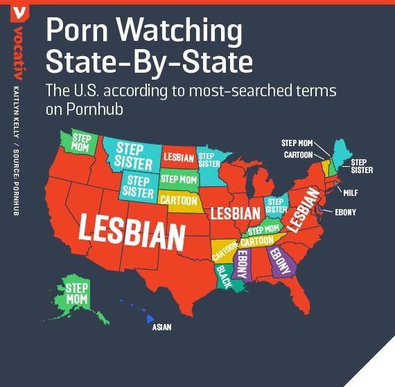 Map Porn - This map of America's most popular porn searches state by ...