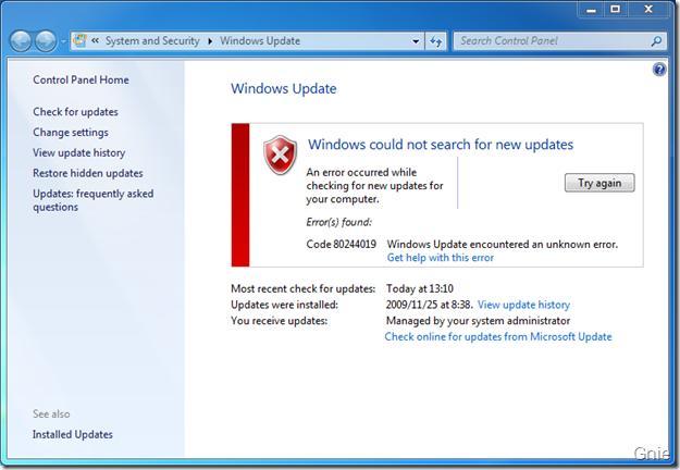 Image result for windows update error 80244019 windows 7