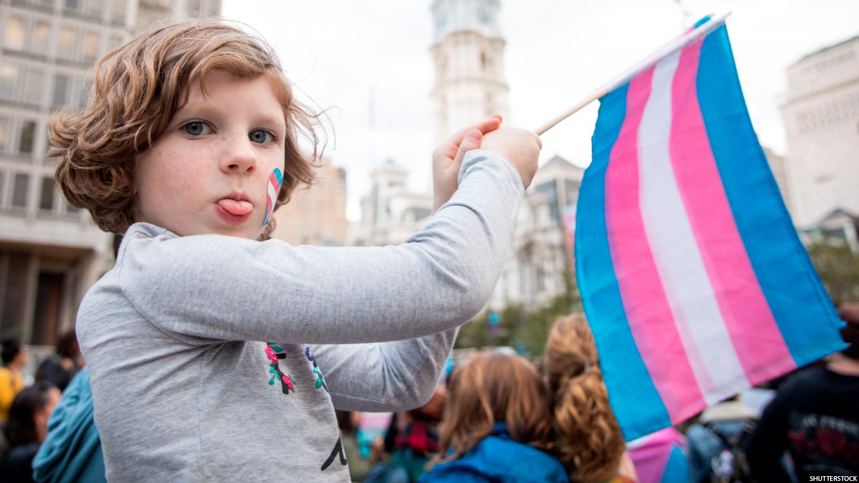 Child with trans flag