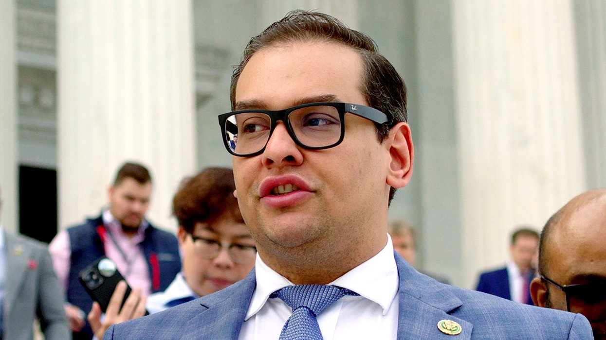 George Santos NY Rep leaving Capitol Building