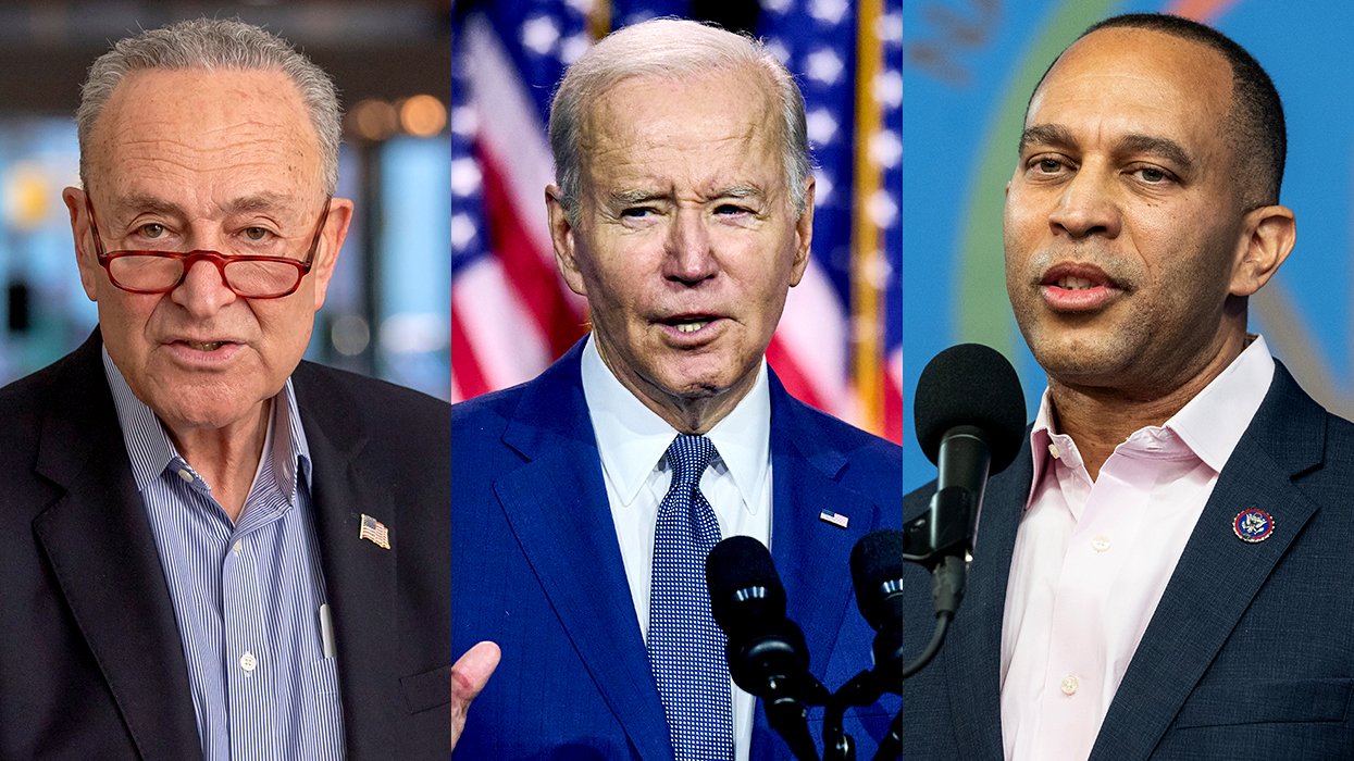 Senator Chuck Schumer President Joe Biden House Minority Leader Hakeem Jeffries