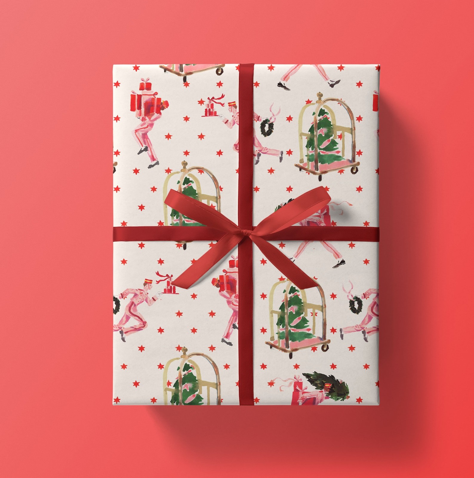 Rustic Stripe Eco Wrapping Paper Red