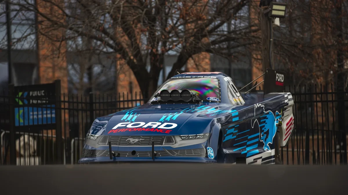 NHRA Mustang Dark Horse Funny Car Revealed During Ford Performance 2024 Motorsports Season Kick-Off Event