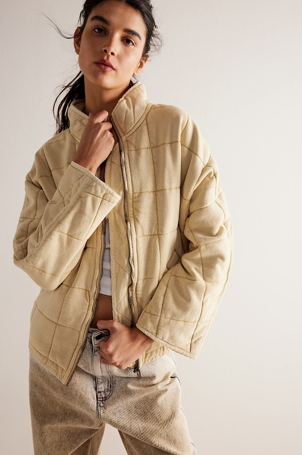 Coats & Jackets  Womens COS BOXY-FIT CROPPED JACKET BEIGE ~ Theatre  Collective