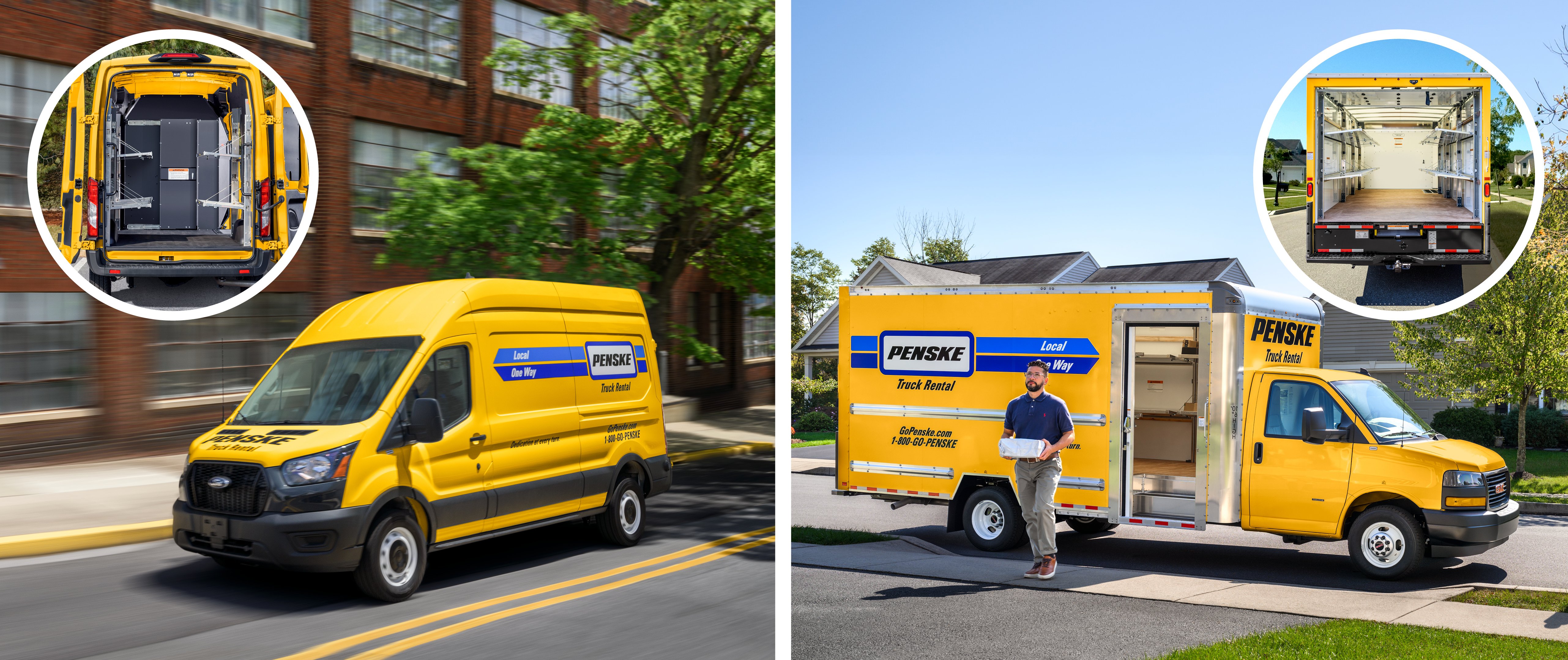 Penske delivery vehicles with shelving units