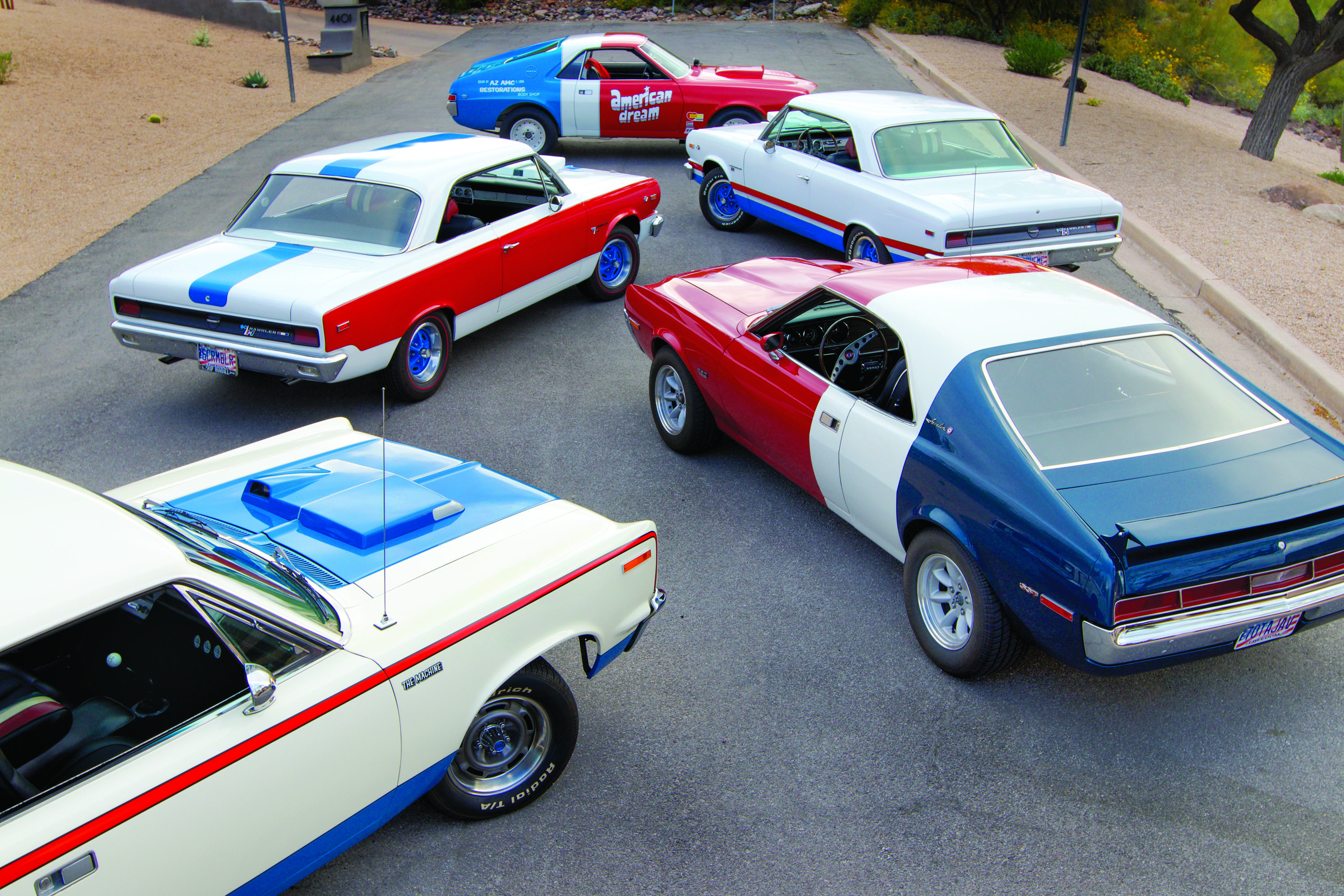 All Five Factory-Sold Red, White and Blue AMC Performance Cars, Collected Under One Roof