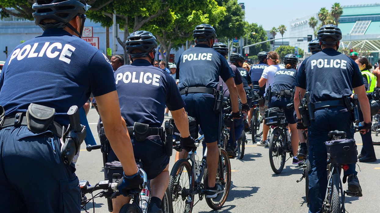 bicycle police during parade Los Angeles California