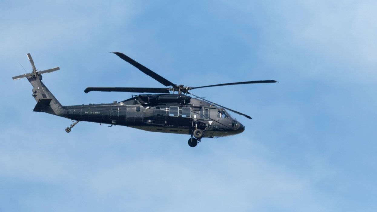 Black Hawk helicopter flying in the sky