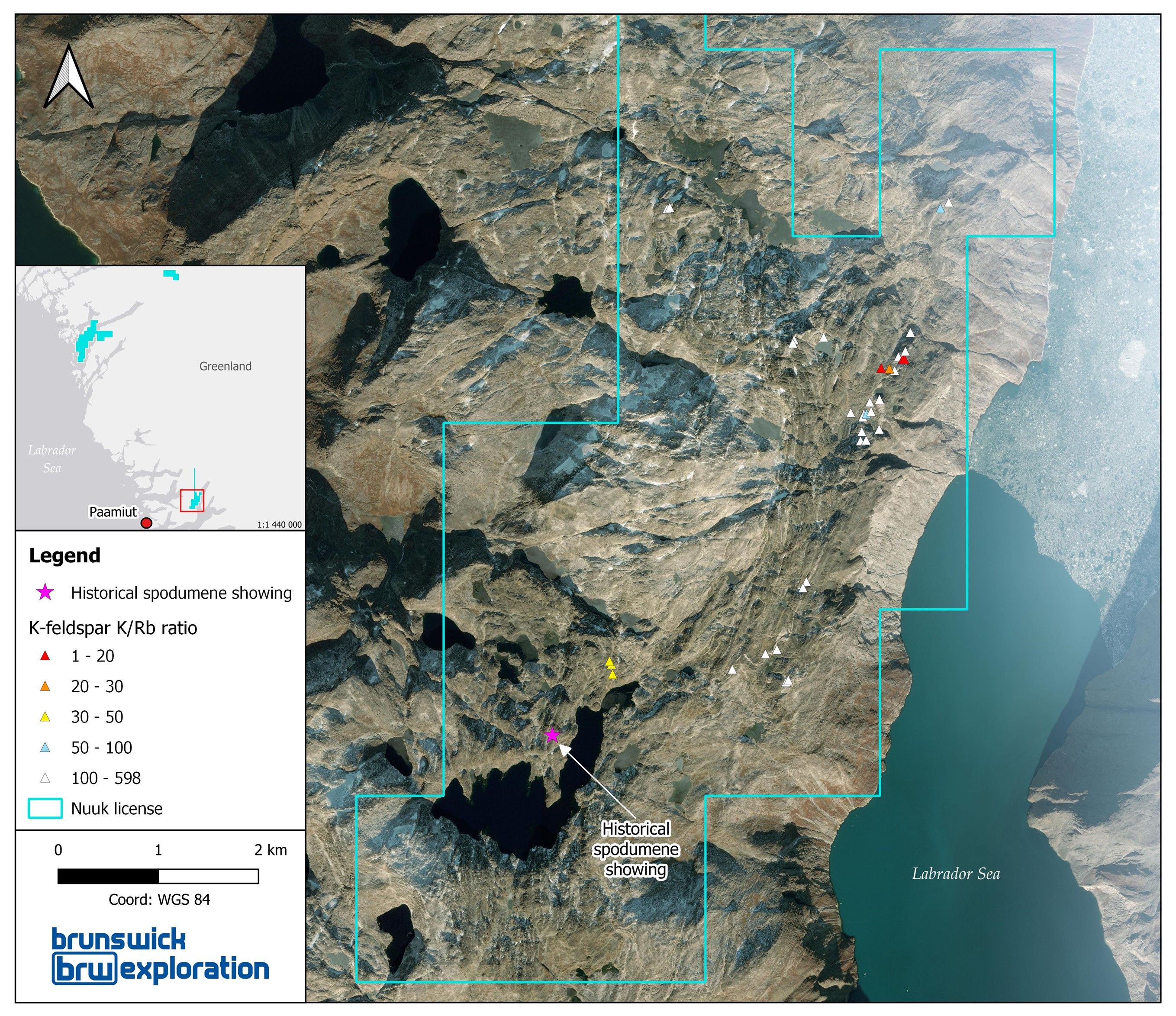 Paamiut pXRF Data and Historical Lithium Showing