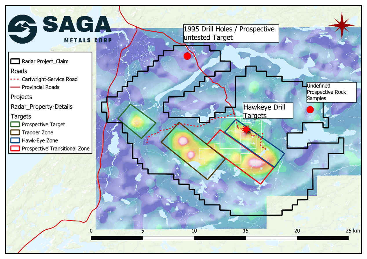 Target zone map of SAGA's Radar property