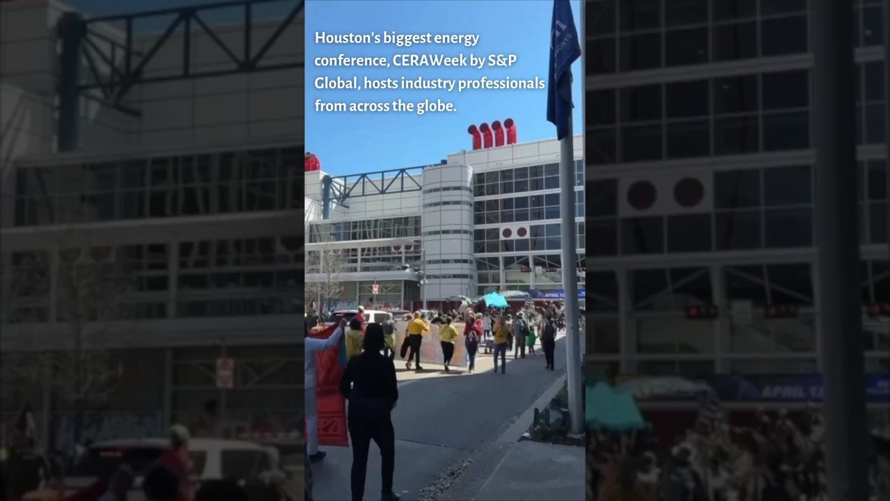 photo of Community activists plead to be heard through “closed doors” outside nation’s top energy conference image