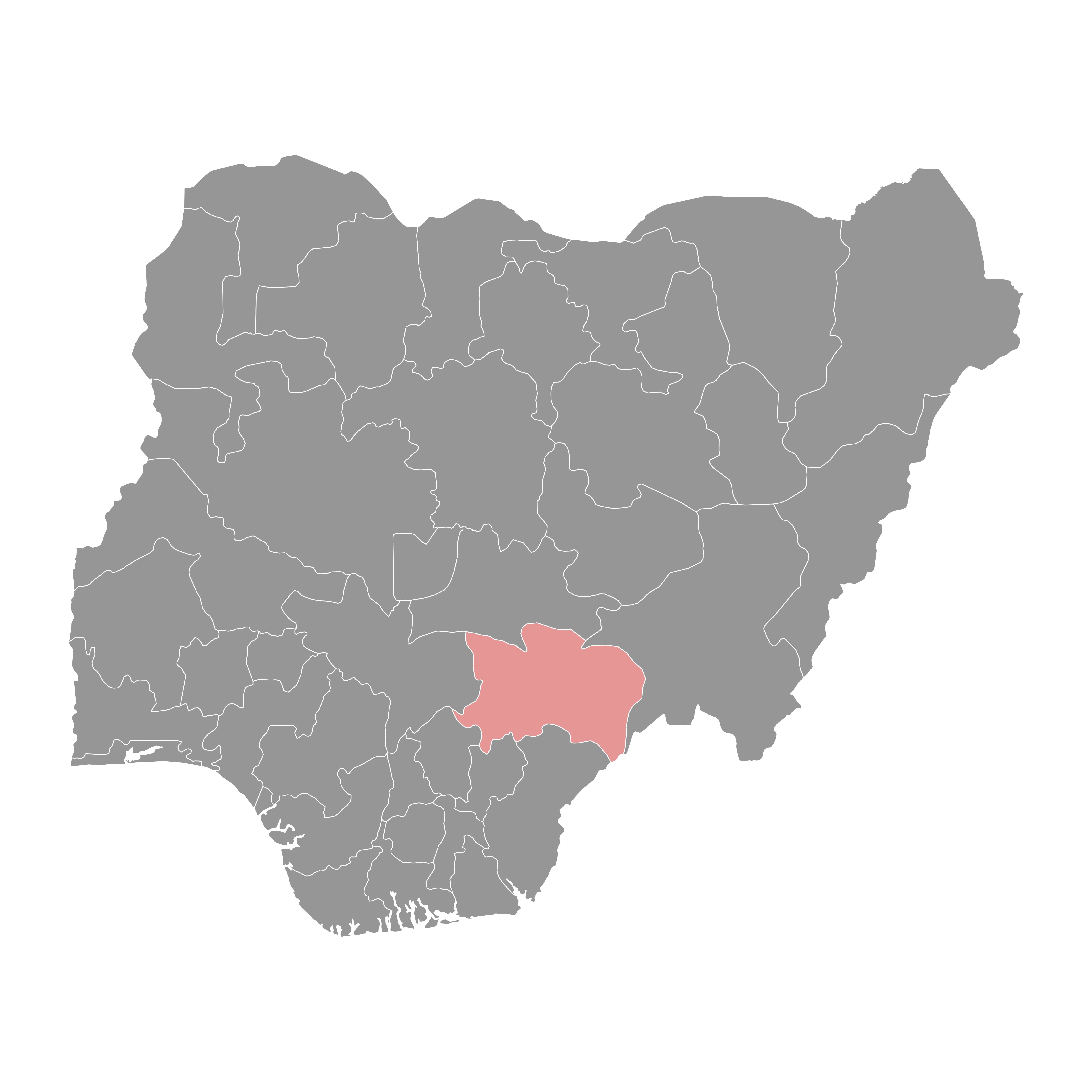 An illustration of the map of Nigeria, with Benue State highlighted.
