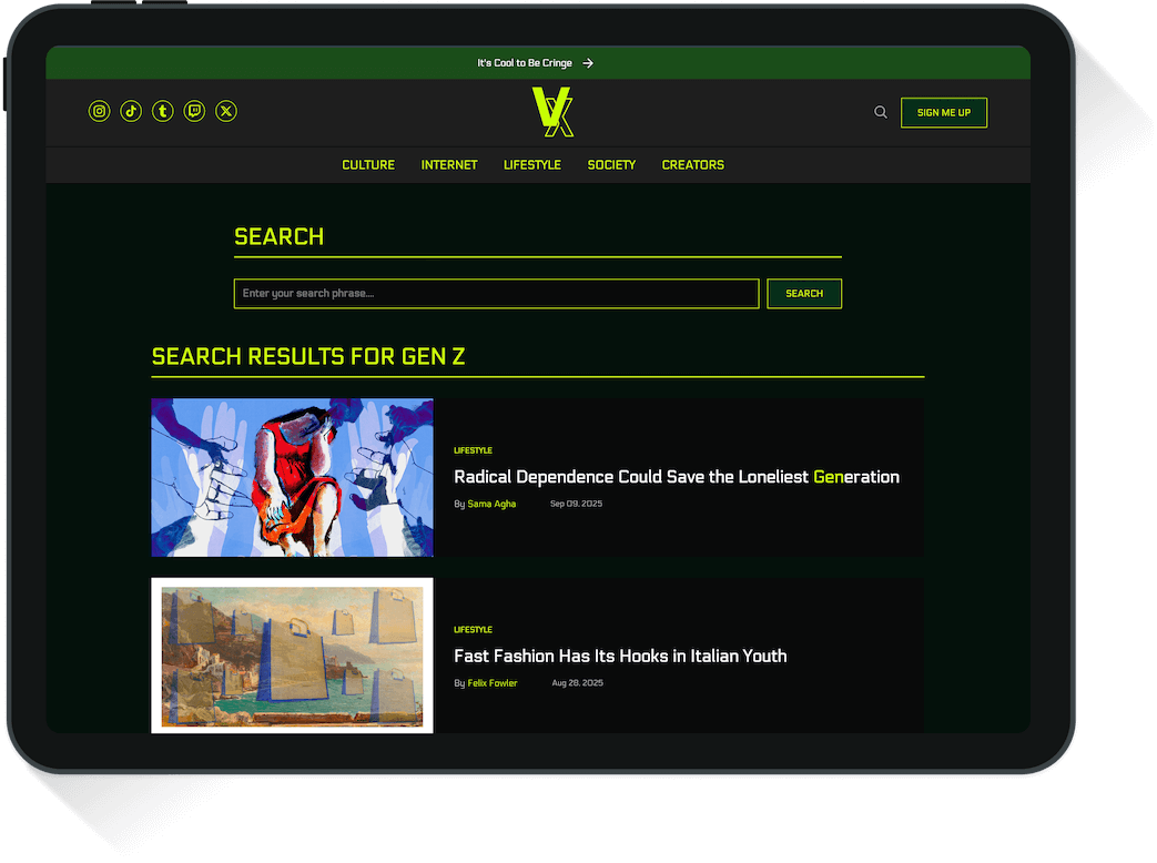 Vext tablet screenshot