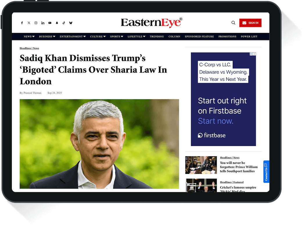 Eastern Eye tablet screenshot