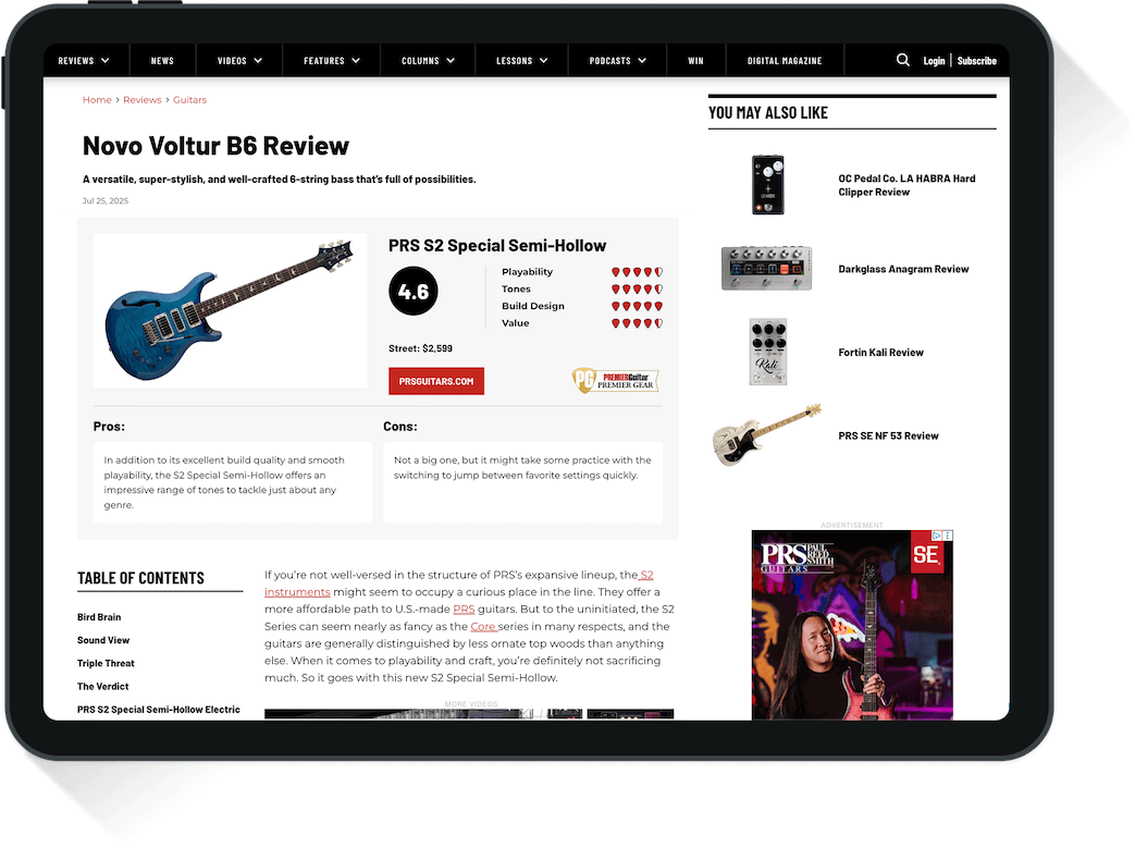 Premier Guitar tablet screenshot