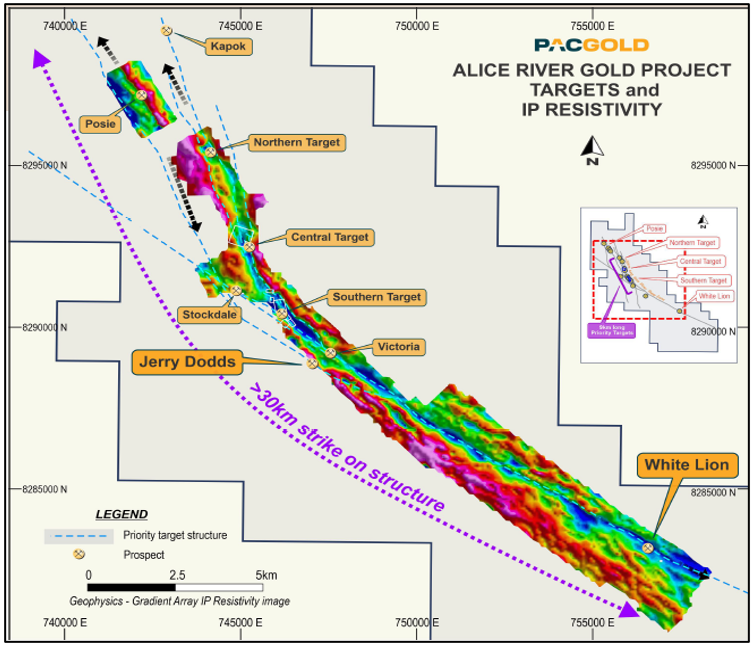 Targets at Pacgold's Alice River Gold Project