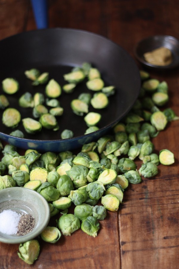 Pan Roasted Brussels Sprouts With Bacon in a Dijon Cream Sauce