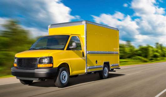 Penske light duty box truck out on the road