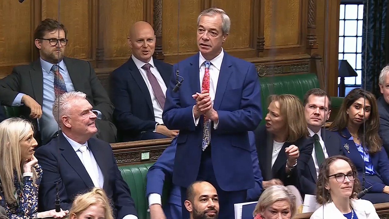 Reform MPs all WALK OUT of PMQs after Keir Starmer takes aim at Nigel Farage