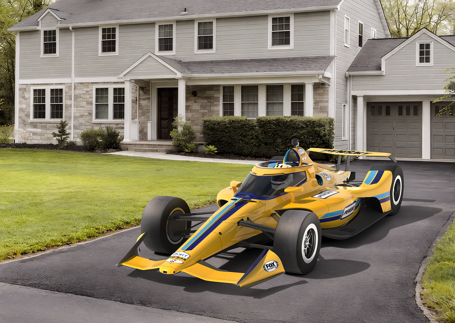 Indycar in residential driveway