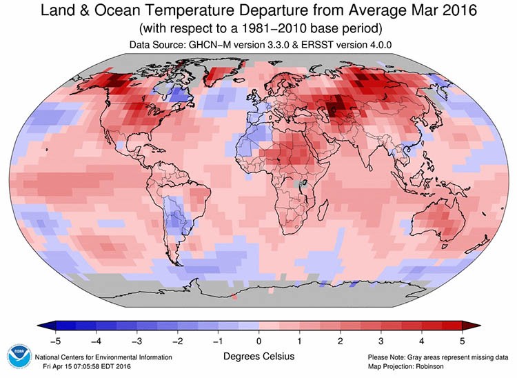 NOAA: Last Month Was By Far The Planet's Warmest March Since Record ...