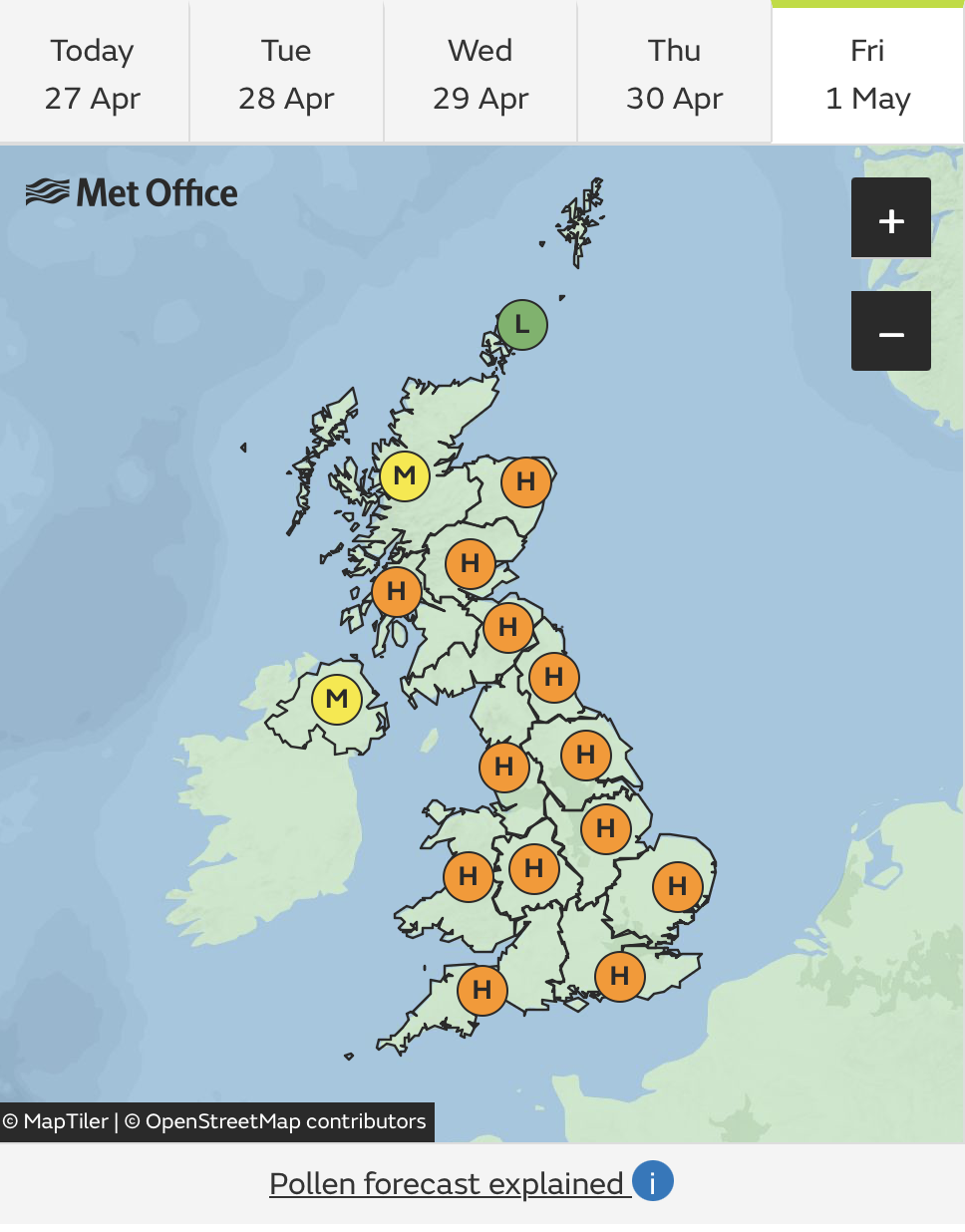 Bone-dry winds and ramping temperatures threaten hay fever misery, with Britain on high pollen alert