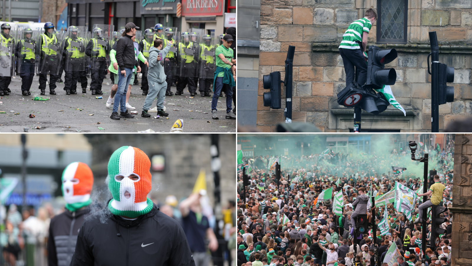 Police injured as 'serious disorder' erupts among marauding Celtic fans after title win