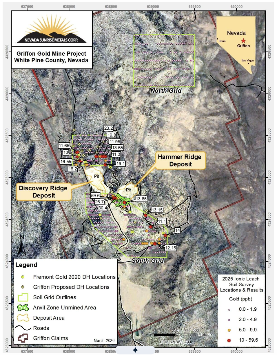 Map of Nevada Sunrise Metals' Griffon Gold Mine Project, White Pine County, Nevada