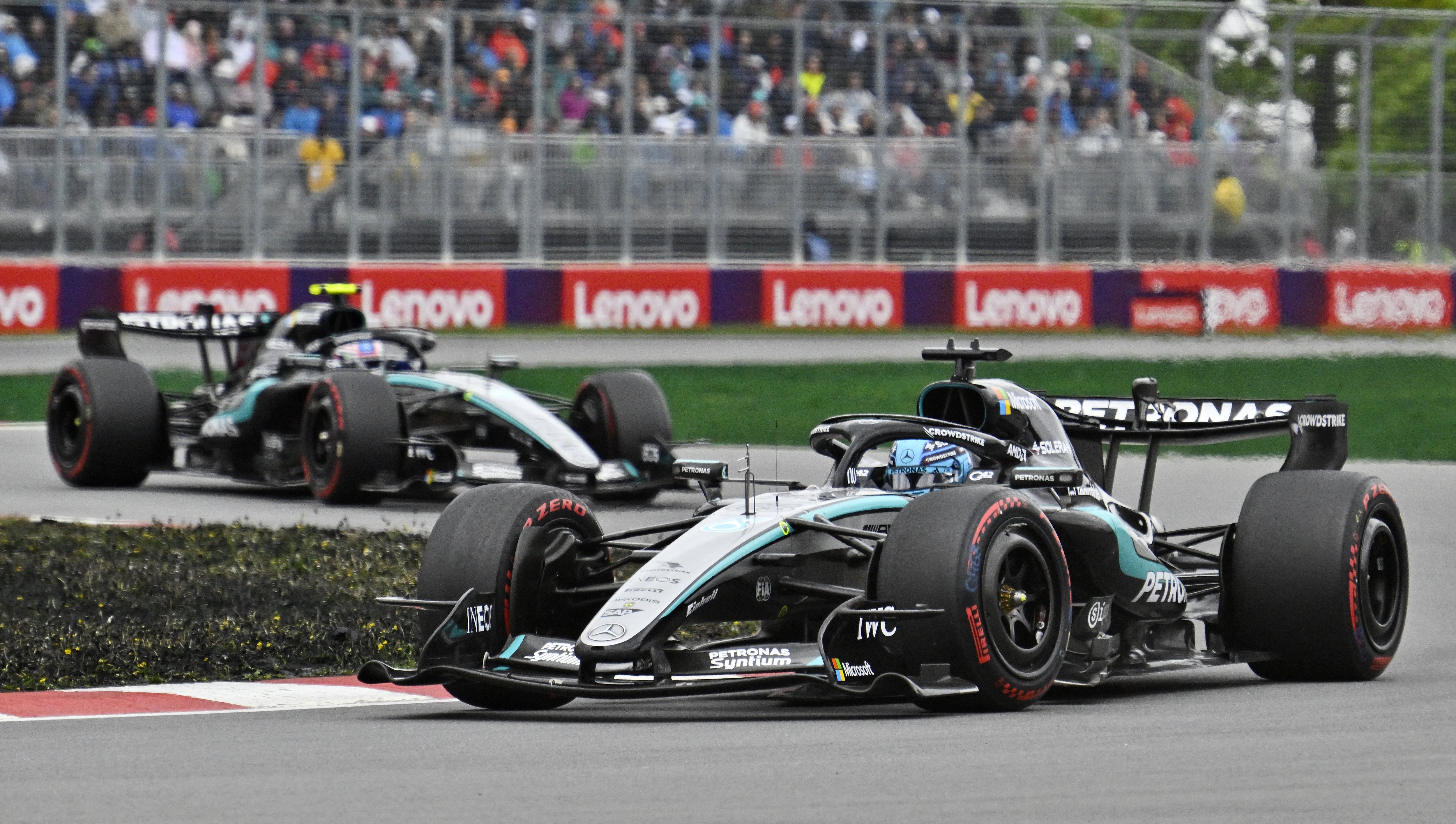 George Russell out of Canadian Grand Prix as British driver visibly frustrated launching headrest onto track