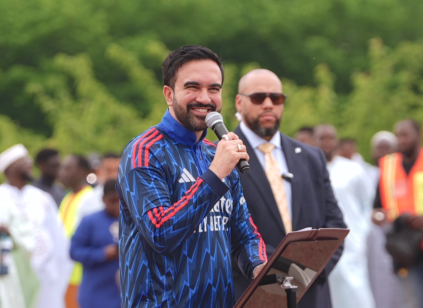 New York mayor Zohran Mamdani wears Arsenal-themed kurta for Eid al-Adha ceremony