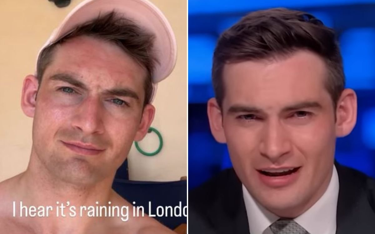 Tom Harwood playfully mocks British weather as GB News star shares snaps from sun-soaked getaway