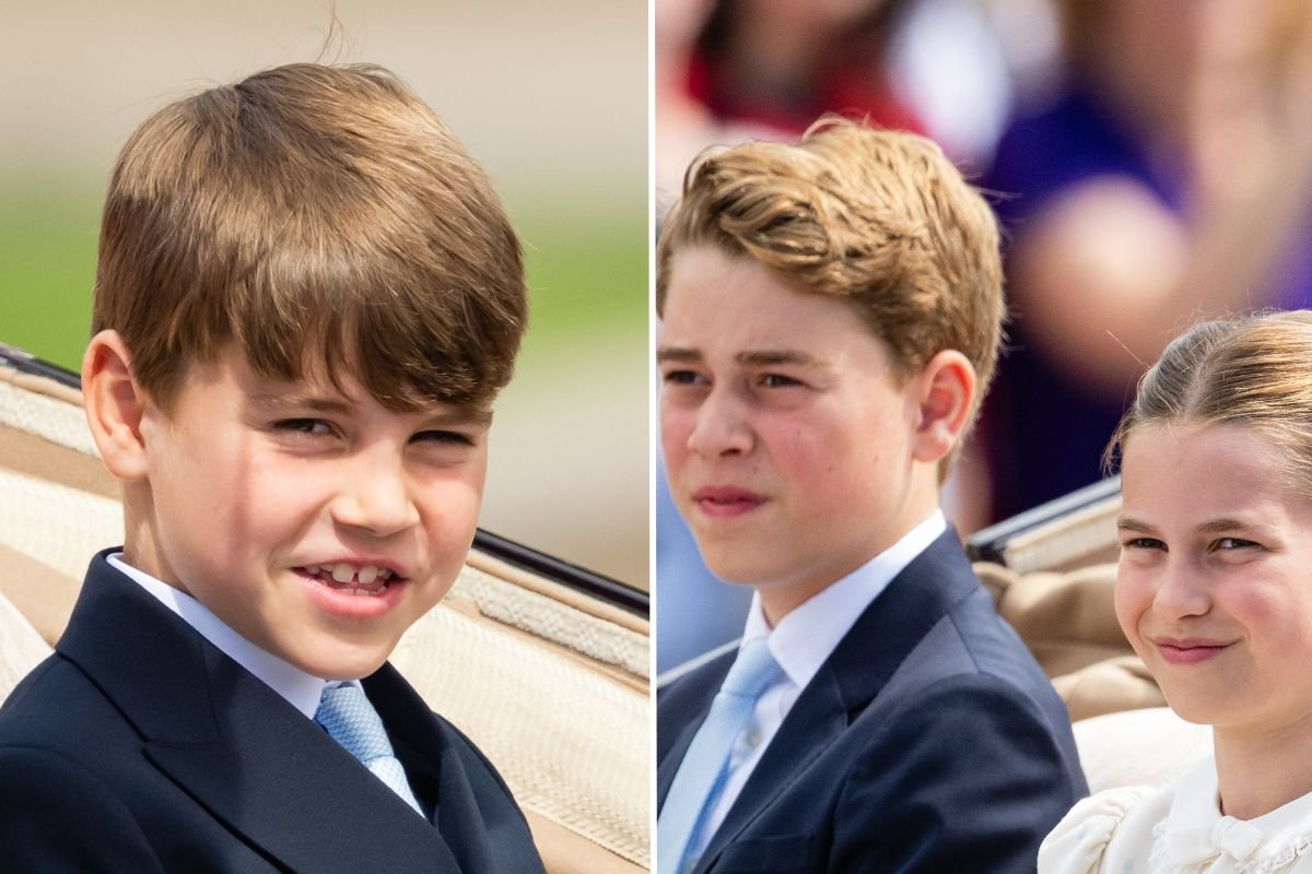 Prince Louis, Prince George and Princess Charlotte wave to crowds during King's Birthday Parade