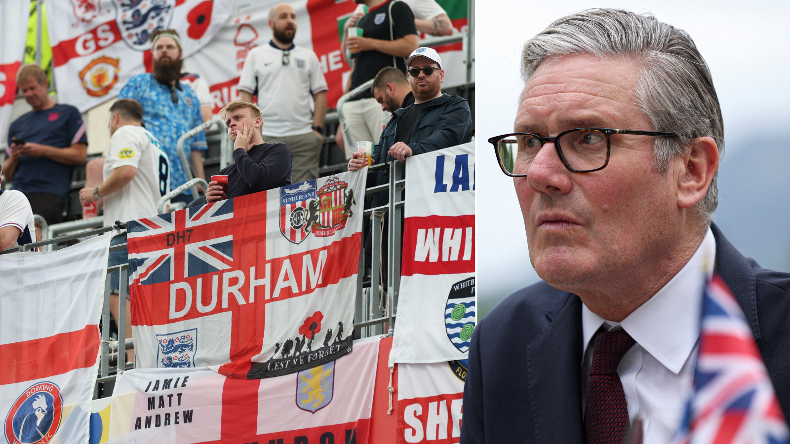 England fans risk World Cup ban for chanting anti-Keir Starmer songs and waving patriotic flags