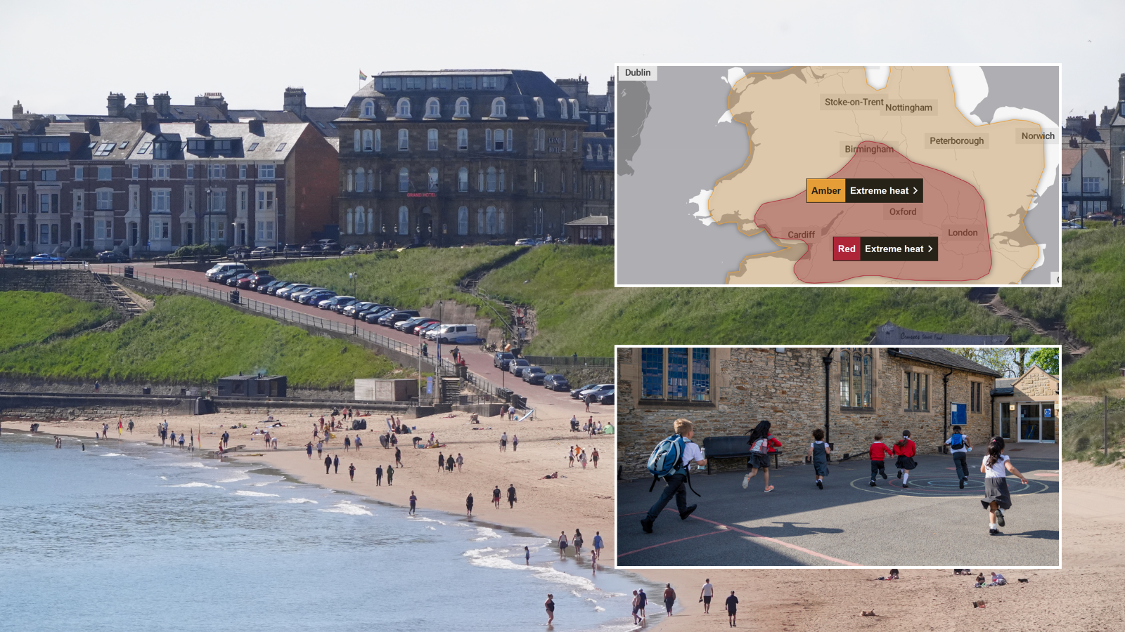 Britain shuts down as hundreds of schools close and trains cancelled amid red extreme heat warning